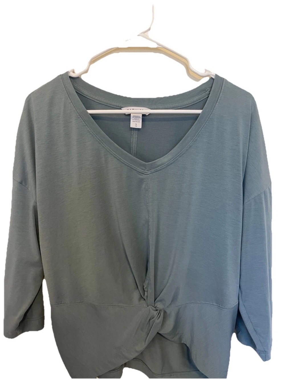 Athleta Embody Workout Women’s Knot-Front V-Neck Top - Sage Green